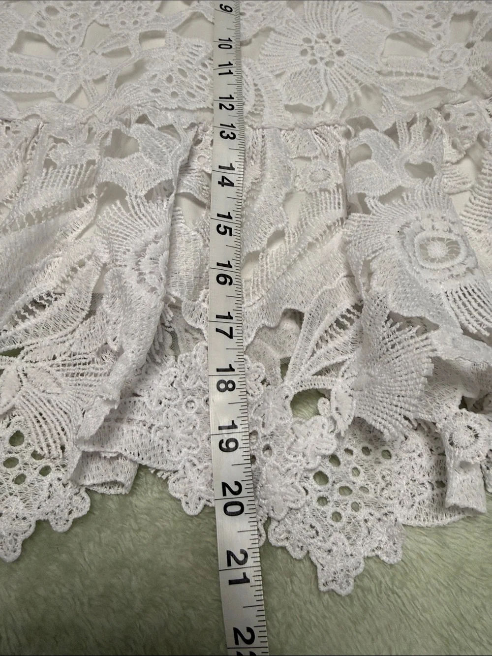 White Floral Lace A-Line Ruffle-Hem Skirt SZ 4